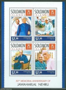 SOLOMON ISLANDS 50th MEMORIAL OFJAWAHARLAL NEHRU  SHEET MINT NH