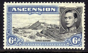 Ascension Island 1944 KGV1 6d Blue & Black MM p13 SG 43b ( J246 )