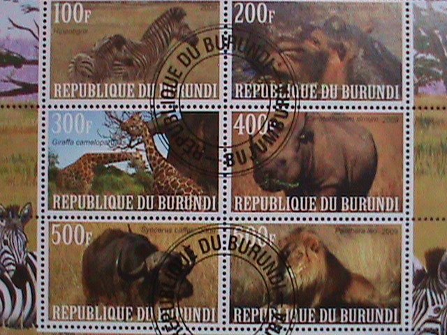 BURUNDI-2009- AFRICA ENDANGER WILD ANIMALS- CTO SHEET VERY FINE-