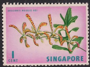 Singapore 1962 - 66 QE2 1ct Arachnis Maggie oei Orchid SG 63 ( K1331 )