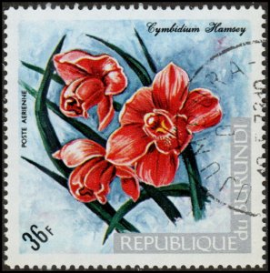 Burundi C174 - Cto - 36fr Red Smoke Orchid (1973) (cv $0.60) +