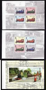 Isle of Man-Sc#784a/785c-3 booklet panes-unused-NH-Trains-Lo