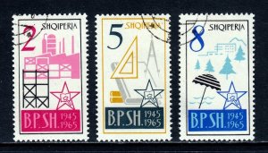 ALBANIA — SCOTT 793-795 — 1965 SYMBOLS OF INDUSTRY SET — USED/CTO — SCV $30