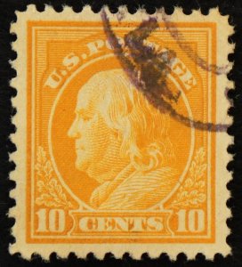 U.S. Used Stamp Scott #510 10c Franklin, Superb. Face-Free Cancel. A Gem!