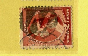 1800s US Stamp w/ Fancy Cancels:  Hand-carved Negative W ~ Free Shipping..T9