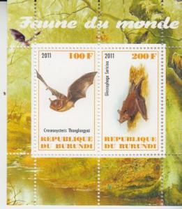 Burundi 2011 M/S Fauna Wild Animals Bats Bat Animal Nature Mammal Stamps MNH (1)