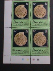 ​DOMINICA-1976 SC#513 LOVELY SEA SHELL- MNH IMPRINT PLATE BLOCK VERY FINE