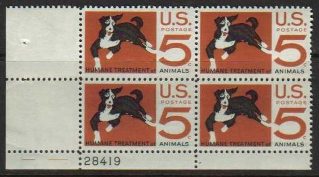 *USA Scott 1307 Plate Block (5 cents) MNH