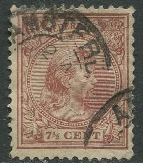 Netherland - Scott 42- Princess Wilhelmina -1891 - Used - Single 7.5c stamp