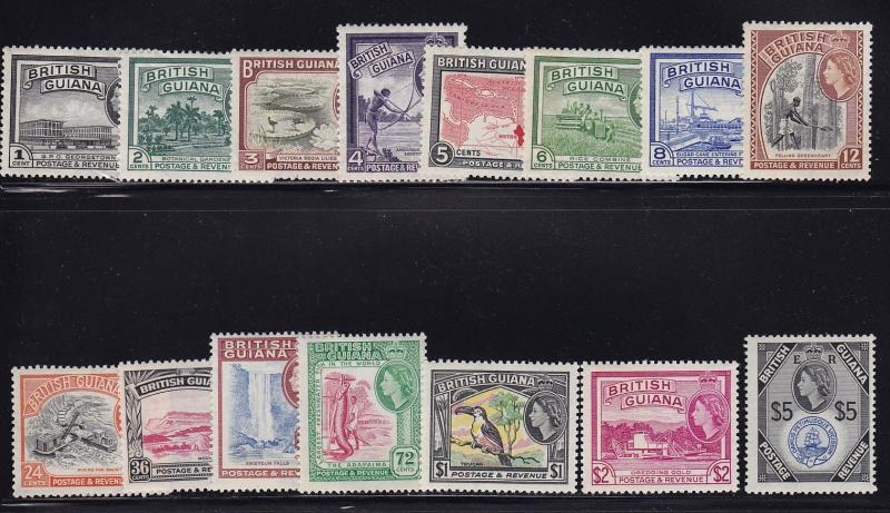 Br Guiana Scott #'s 253 - 267 VF light hinged nice colors cv $ 85 ! see pic !