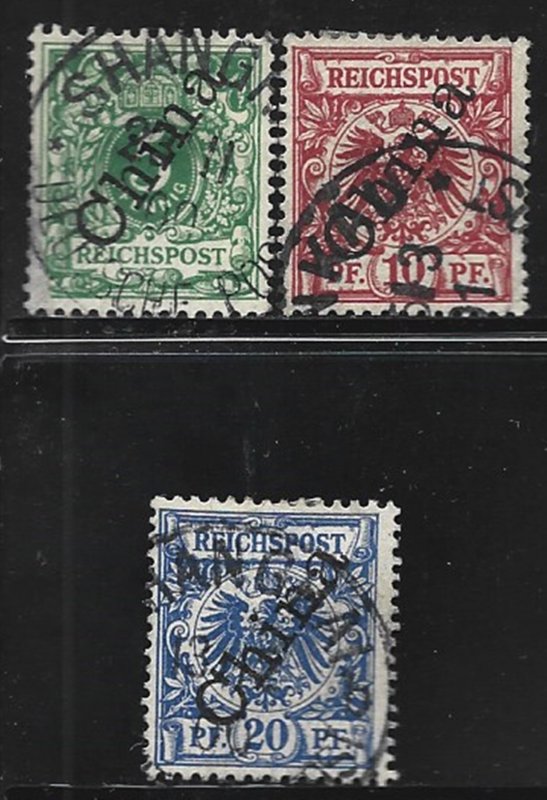 COLLECTION LOT 12822 GERMAN OFFICES IN CHINA #2-4 1898 CV+$25