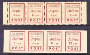 Strasburg – Mi 34-37 A+B MNH 1946 German Local Post Perf & Imperf Strips