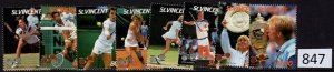 $1 World MNH Stamps (0847), St. Vincent Scott 988-95, Tennis Champ, set of 8