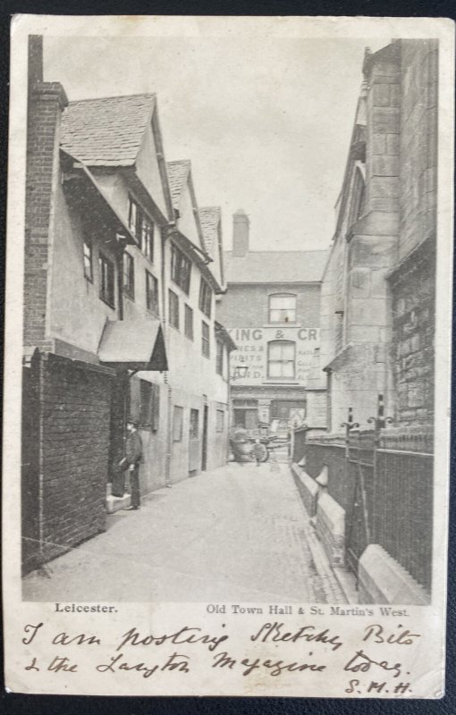 1904 Harborough England RPPC Postcard Cover To Morden Canada Leicester Town Hall 