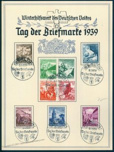 3rd Reich Germany 1939 Berlin TdB WHW Winter Charities Stamp Day Sheet 85065