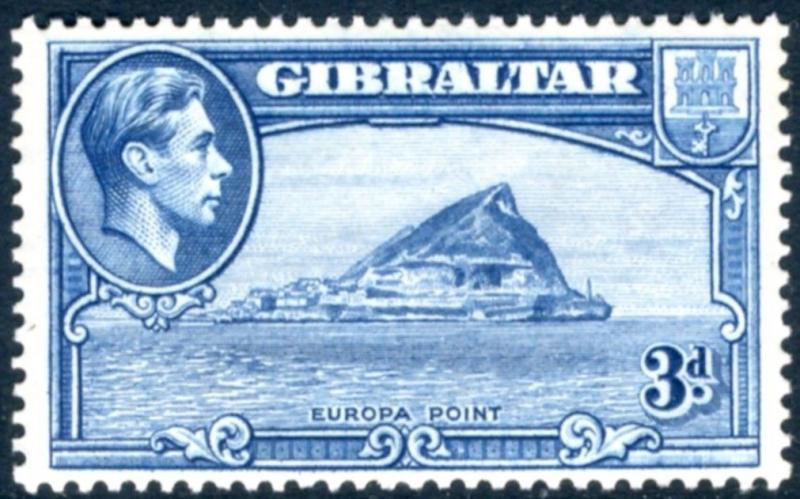 GIBRALTAR-1938-51 3d Light Blue Perf 13½ Sg 125 LIGHTLY MOUNTED MINT  V15257