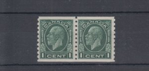 #205 one cent Medallion coil pair   VF MNH Cat $70 Canada mint