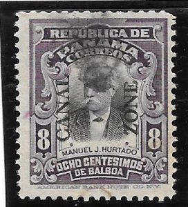 Canal Zone Scott #34 Used 8c Type 1 Overprint 2018 CV $5.00