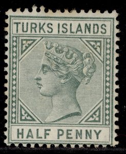 TURKS & CAICOS ISLANDS QV SG53, ½d blue-green, M MINT. Cat £27.