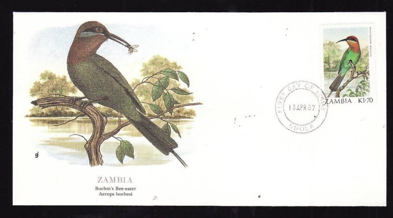 Flora & Fauna of the World #220b-Zambia-Birds-Boehm's Bee-eater-FDC with  single