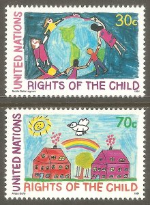 UN NY Sc# 592 - 594 MNH FVF Set2 Children Rights Globe Art