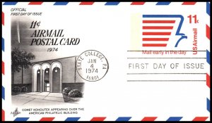 US UXC14 Eagle Artcraft Postal Card U/A FDC