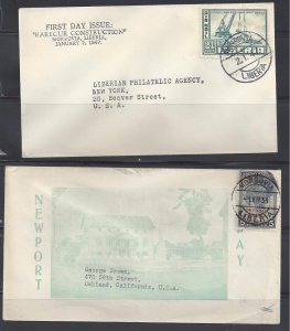 LIBERIA 1930'S-47 COVERS FROM MONROVIA TO U.S. ONE IS FDC