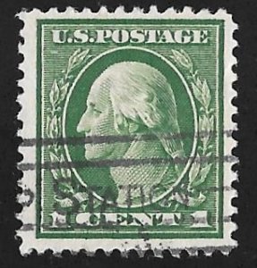 405 1 cent SUPERB LOGO CANCEL Washington, Green Stamp used VF