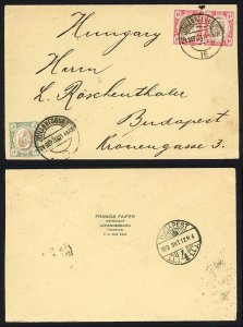 Transvaal 1903 cover to Hungary 2 1/2d rate JOHANNESBURG postmarks