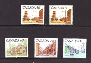 1977 - #723 #723ii 723C 724 725 MNH Set - Canada Street Definitives cv$12