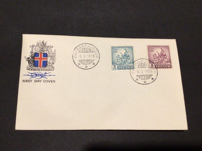 Iceland 1959 Death of Jon Thorkelsson first day issue postal cover Ref 60323