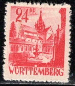 Germany - under French occ Scott # 8N8, mint nh, var plate error, Mi# 8 PF III