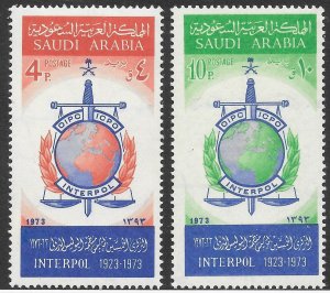 SAUDI ARABIA SG1081/2 1974 INTERPOL ANNIVERSARY SET MNH (p)