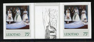 LESOTHO 21st BIRTHDAY OF PRINCEESS DIANA 75s GUTTER PAIR IMPERFORATE MINT NH