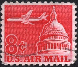 SC#C64 8¢ Jet Airliner Over Capitol Single (1962) Used