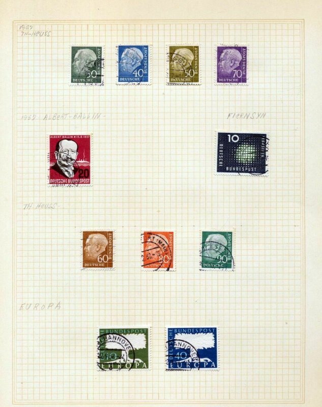 GERMANY 1955/59 Used on 10 Pages(Aprx 90 Items) (MZT 307) 