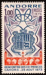 Andorra (French) #234  MNH - Arms of Andorra (1974)