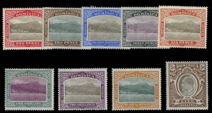 Dominica #26-34 Cat$294.50, 1903 Edward, 1p-5sh (without 1/2p), hinged, 1sh c...