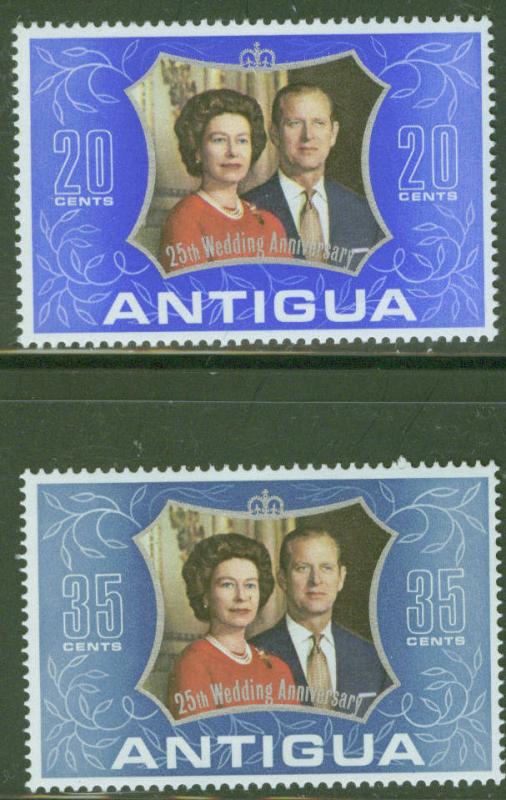 ANTIGUA Scott 295-296 Silver Wedding Anniversary MNH** set 1972