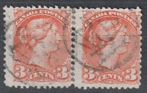 Canada SC# 41 Fancy Cancel Pair of Crowns.  Clean back    (~1500)