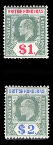 MOMEN: BRITISH HONDURAS SG #91-92 1907 MINT OG H £240 LOT #66557