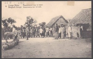 BELGIAN CONGO 10c pictorial card unused : Lining up for work................E764