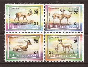 1998 Niger - Sc 983-6 - MNH VF - Block of 4 - WWF - Gazella dorcas