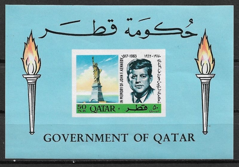 1966 Quatar Sc102B John F. Kennedy MNH imperf. S/S