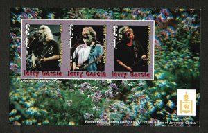 MONGOLIA 1999 - JERRY GARCIA - Sheet of 3 Stamps IMPERF - MNH