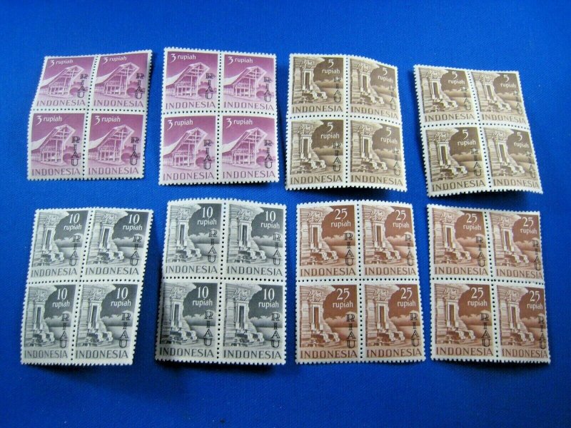 INDONESIA - RIAU ARCHIPELAGO  1954  -  SCOTT # 19-22 -2 SETS BLKS 4 - MNH (Hi10)