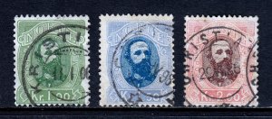 NORWAY — SCOTT 32/34 — 1878 KING OSCAR II HIGH VALUES — USED — SCV $87