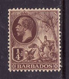 Barbados-Sc#116-unused NH 1/4p brown KGV-id7-1912-