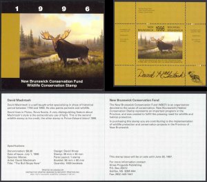Canada Sc# NBW3a David MacIntosh, artist (SIGNED) Mint 1996 N.B. Conservation