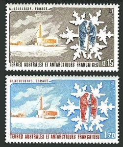 FSAT 105-106, MNH. Michel 182-183. Glaciology 1984. Glacier.Base.